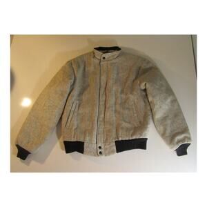 American Jac Grey Bomber Jacket Sherpa Lined Wool Size M 40